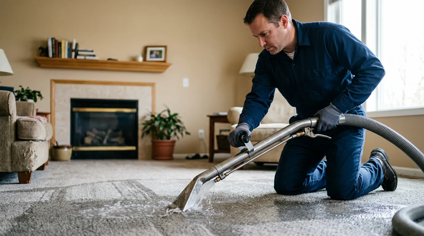 Water damage restoration technician working near Dwight, IL